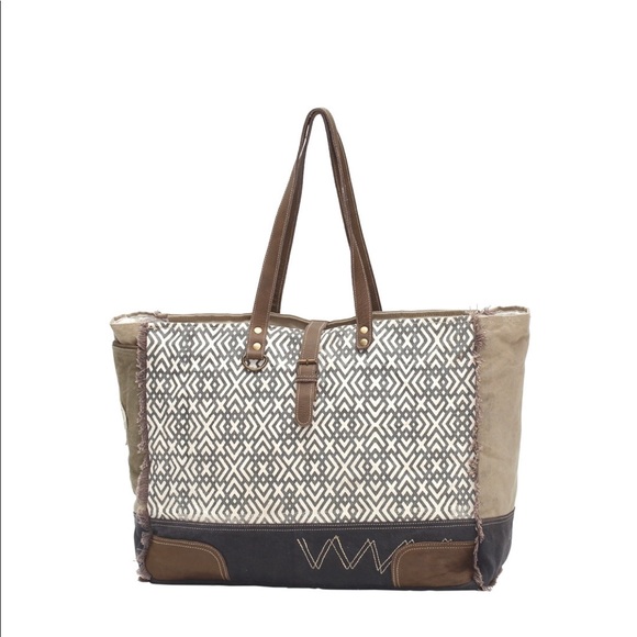 Myra Bag Weekender Tasche Aus Recycelter Baumwolle & Rindsleder – Mit Flaschenhalter & Außenfach
